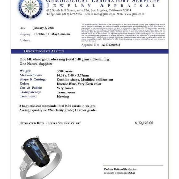 Sapphire and Diamond Ring 14K White Gold Setting - Picture 4 of 6